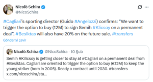 Cagliariden Semih Kılıçsoy için yeni karar!