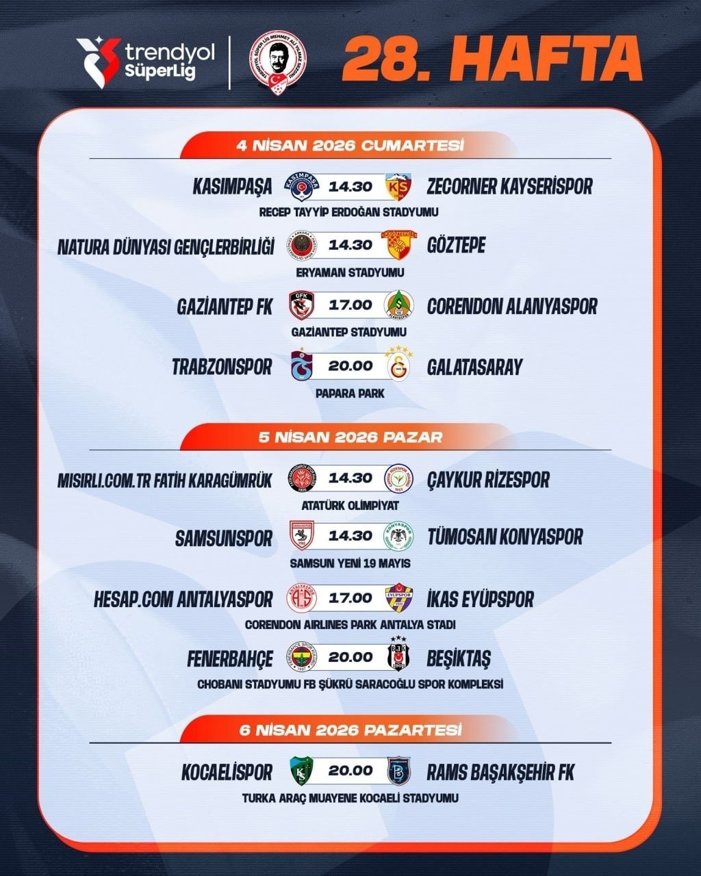 Trendyol Süper Lig 28. hafta derbi tarihleri açıklandı