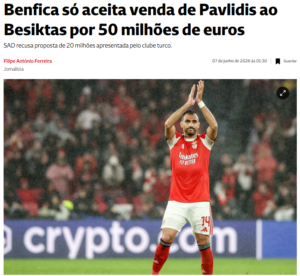 Beşiktaş, Benficanın talebiyle Vangelis Pavlidis için teklifte bulundu!